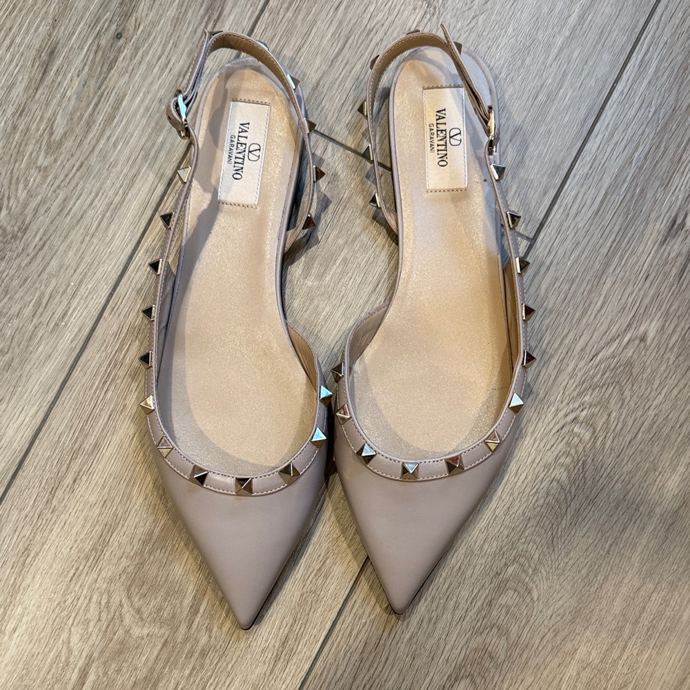 Valentino Women's Taupe Studded Flats